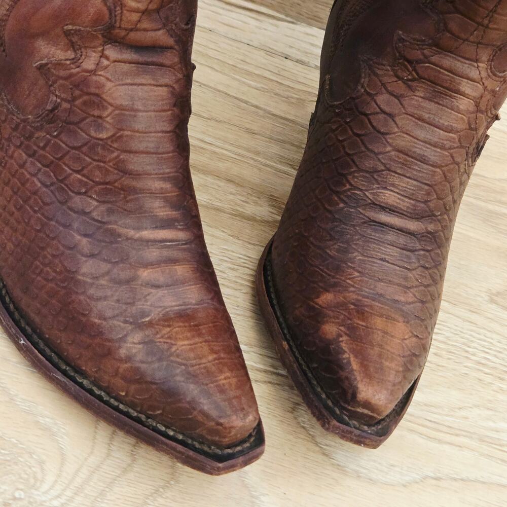 Dan Post Womens Lauryn Western Boots Snip Toe Size 8 M Python Print Leather 3784 - Picture 3 of 11